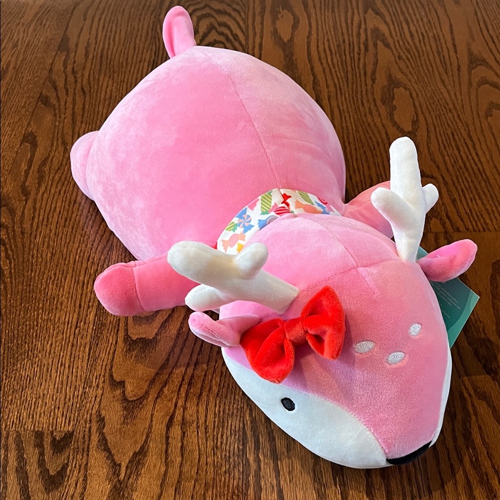 Holiday Pink Deer Weighted Plush Throw Pillow - Pillowfort